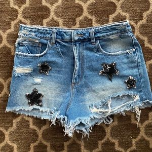 ZARA Distressed Star Jean Shorts